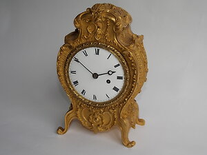 Antique Bracket Clocks & Mantel Clocks. small english gilt library clock