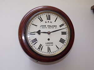 Antique English Fusee Dial / Wall Clocks. 8 inch railway j walker