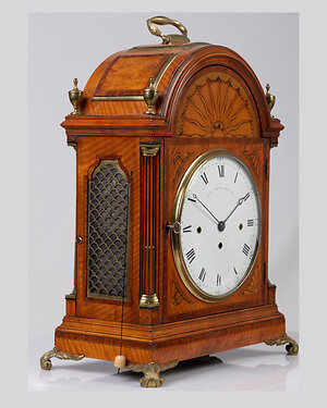 Antique Bracket Clocks & Mantel Clocks. satinwood three train